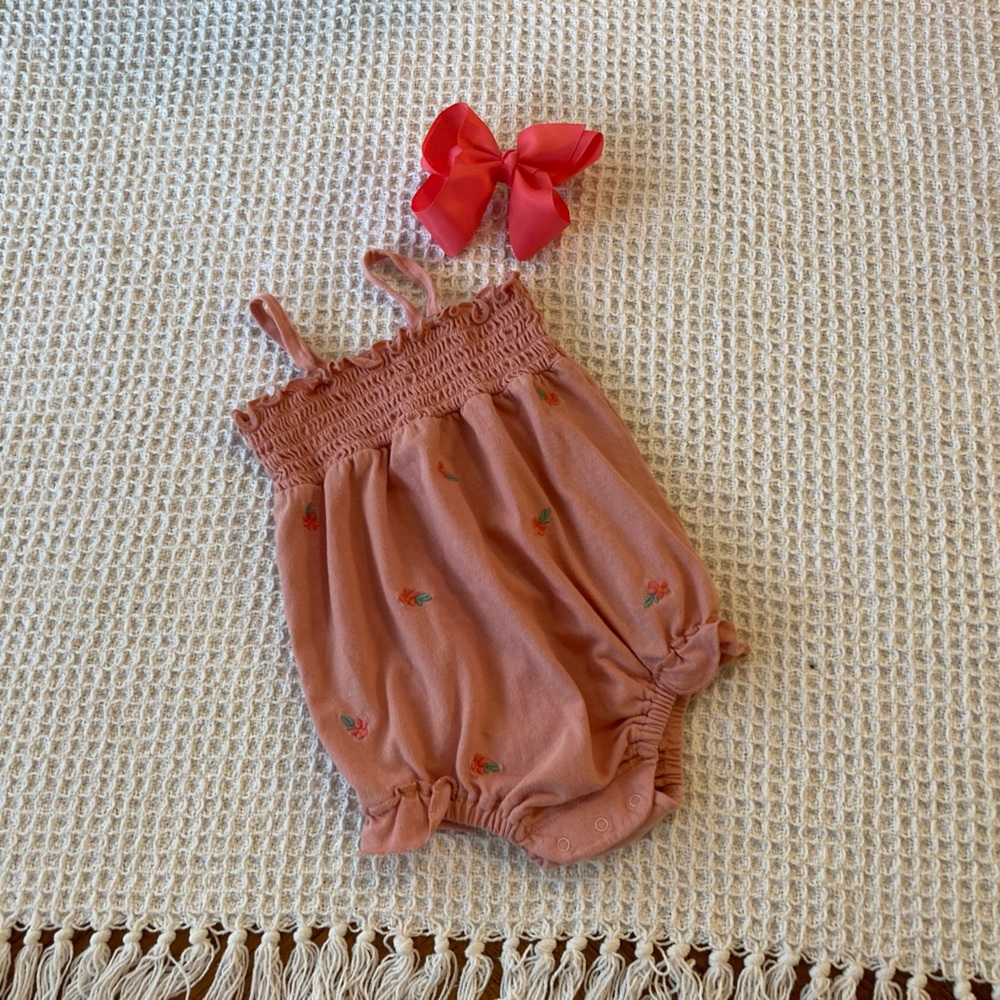 Nordstrom baby girl smocked and embroidered bubble romper